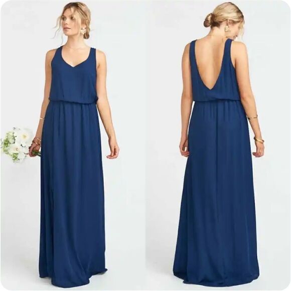 Show Me Your Mumu Kendall Maxi Dress in Rich Navy Crisp Women's Size Small - Picture 1 of 6